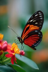 Naklejka premium Celebrate World Environment Day by Embracing the Beauty of Nature with a Butterfly on a Flower