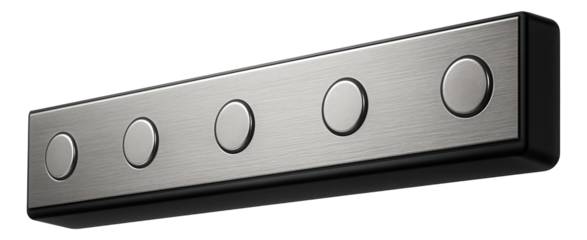 A magnetic tool holder strip, installed above a workbench in a garage for easy access to tools.