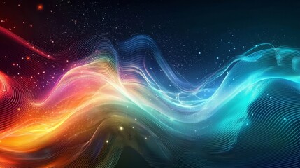 Fototapeta premium A vibrant blend of light and color in an abstract wave design.