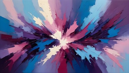 A stunning abstract painting featuring an explosion of colors and textures.