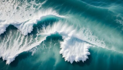 Spectacular aerial view captures the power of ocean waves in a stunning seascape.