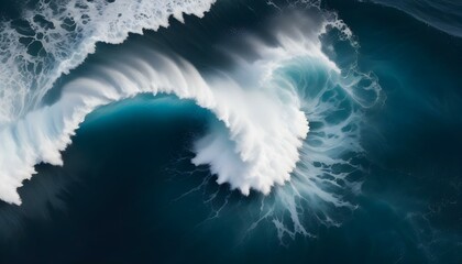 Captivating aerial shot of a majestic ocean wave in full motion and power.