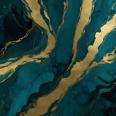 A stunning abstract art piece with a teal and gold marble design.