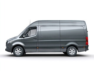 Sleek, dark-grey cargo van, side profile view against a white background.  Modern design, large cargo area, and alloy wheels