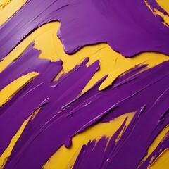 Purple paint strokes over yellow create a textured and vibrant abstract artwork.