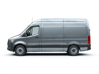 Sleek, silver cargo van, side profile view against a white background.  Clean lines, modern design, large cargo area