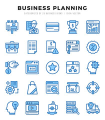 Set of Business Strategy Icons. Simple Two Color art style icons pack.