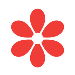 Simple Red Flower Icon on White Background