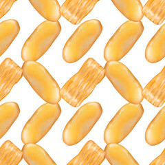 Seamless pattern of Thai Traditional Desserts Cute Collection hand drawn style illustrations on  transparent background.