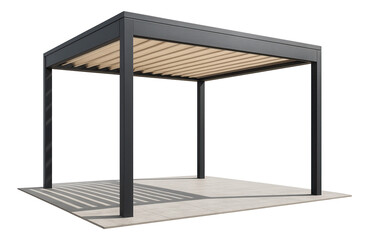 A veranda with a pergola roof for a suburban garden, providing partial shade and an elegant outdoor space.