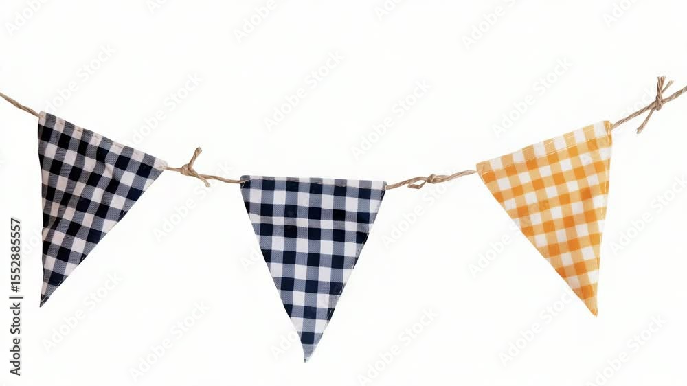 Poster A string with two flags hanging from it, possibly used for identification or decoration