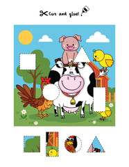 Farm Animals Cut and Glue Activity