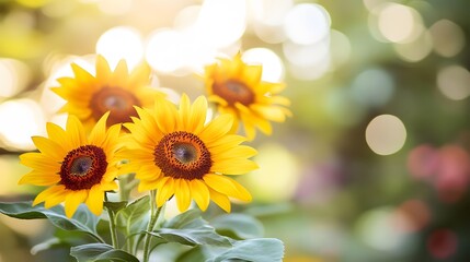Fototapeta premium Vibrant Sunflowers in Sunny Summer Garden