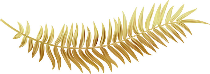 Golden palm leaves. Coconut tree branch. Exotic realistic foliage. Abstract decoration for luxury invitation and presentation design. Botanical graphic © Chorna_L