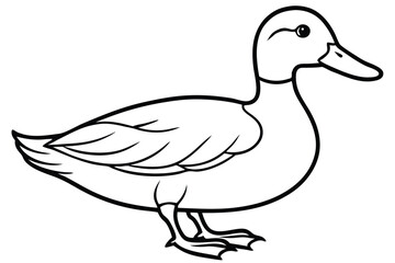 Black outlined mallard duck art exhibits simple side profile of a single bird