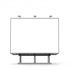 A large blank white billboard structure with a metal frame and support beams isolated on a white background ready for advertising content