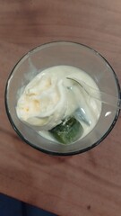 ice cream inside clear cup