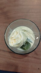 ice cream inside clear cup