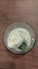 ice cream inside clear cup