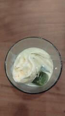 ice cream inside clear cup