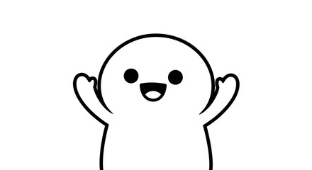 A cute, simple, waving ghost character illustration