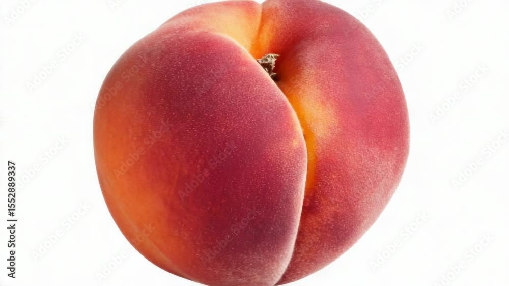 Poster a single peach sits on a plain white background