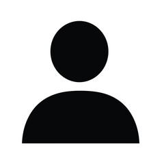 Simple Black Profile Icon on White Background