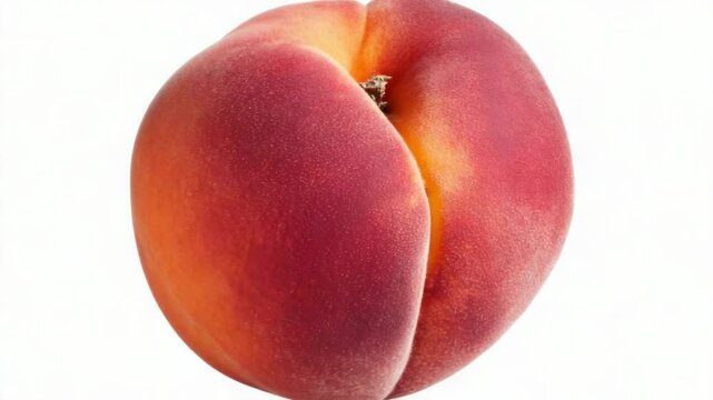 A single peach sits on a plain white background