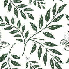 Minimalist green leafy nature seamless pattern design with organic botanical elements and a clean repeating aesthetic for backgrounds and textiles