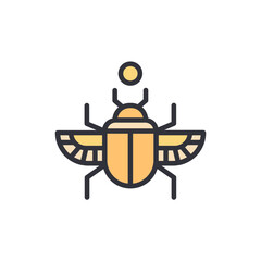 Stylized Scarab Beetle Icon With Wing Details In Golden Hue