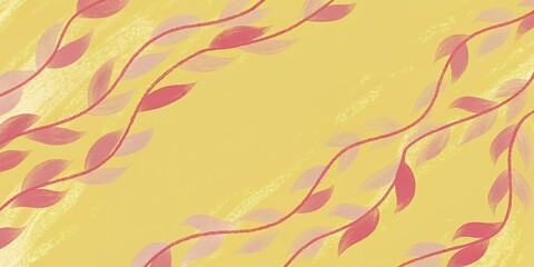 Fototapeta premium Abstract floral background with pink and yellow leaves. Hand-drawn illustration.