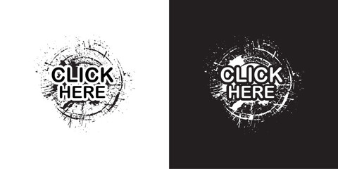 click here sign on white background	