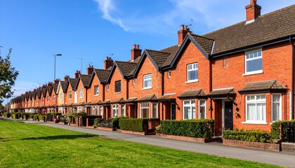 A street of red brick terraced houses
