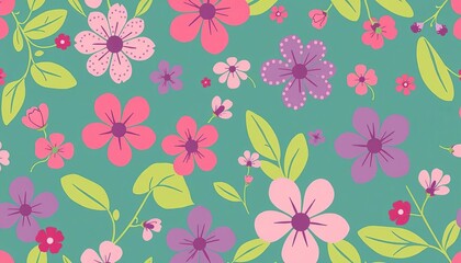 Abstract dotted flower seamless pattern Delicate floral background with stylized blossoms and leaves,  clean,  surface