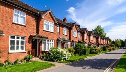 A street of red brick terraced houses