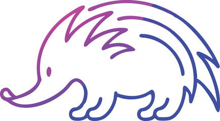 Gradient echidna art shows vibrant pink and blue colors on white background