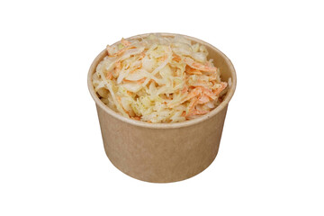 Coleslaw Salad Isolated on White Background. Fresh Cabbage Salad.