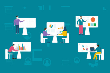 Business team meeting working analytics and monitoring financial report graph for planning concept