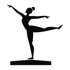 Clean black silhouette vector of a person performing a gymnastic routine