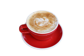 Cinnamon Latte Coffee Isolated on White Background. Warm Spiced Beverage. 