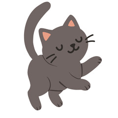 Playful black kitten. Playful gray cat. 2