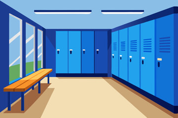Clean Blue Locker Room Interior Design  Spacious and Functional