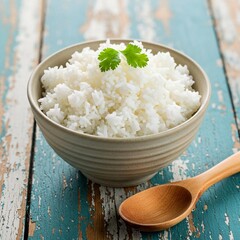 rice in bowl, Fresh cooked white basmati rice in a white bowl isolated on white background as transparent.