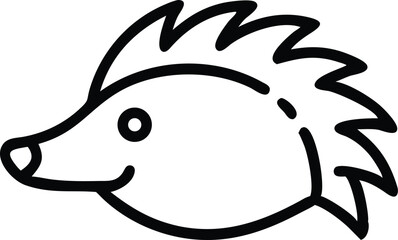 Cute hedgehog featuring red and brown spikes with black outline stands out on white