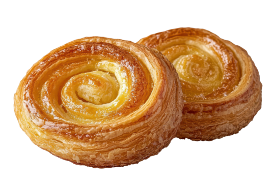 Delicious golden pastries with buttery layers isolated on a transparent background ready to be enjoyed at breakfast or as a delightful snack any time of day
