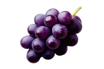 Fototapeta premium Fresh and juicy purple grapes arranged in a cluster on a transparent background, perfect for healthy snacking or adding to desserts and salads at any time of the year