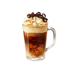 Iced Coffee with Whipped Cream and Chocolate Shavings - Refreshing Summer Drink