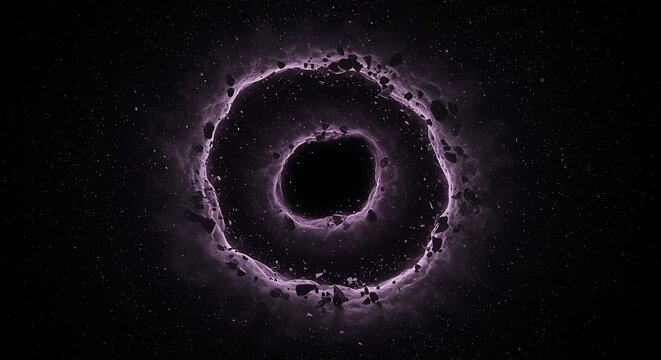 Abstract Purple Energy Circles Radiating Outward in a Starry Sky