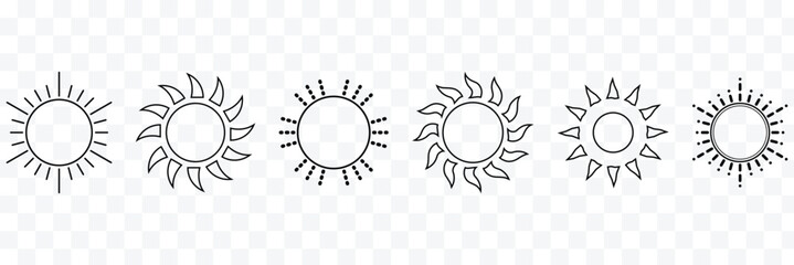 Sun icons vector. Shine sun ray set. Sunshine vector sign. Sunset icon collection. Abstract art EPS 10