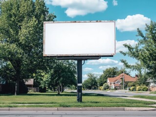 Fototapeta premium Blank billboard in residential area